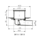 Трап 122*122 для балконов и террас DN50, горизонтальное подключение, 2 сифона, с фланцем, нержавеющая решетка.